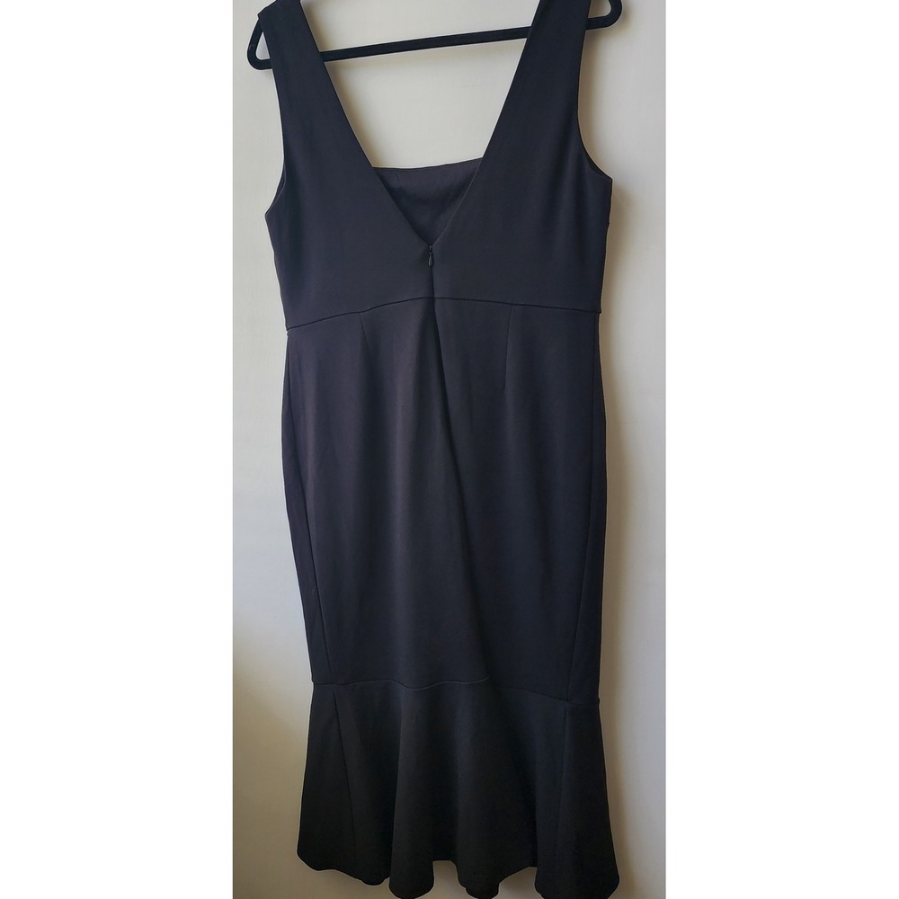 Lulus Black Square Neck Mermaid Flounce Hem Midi Dress XL Sleeveless V-Back - Picture 2 of 7